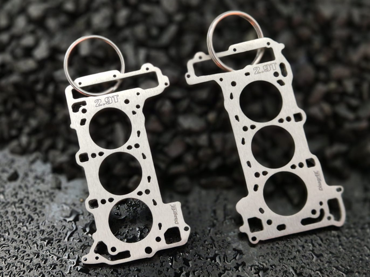 keychain - Schlüsselanhänger - Miniatur einer Kopfdichtung für Audi/Porsche 2.9 TFSI BiTurbo EA839 - DisagrEE Germany