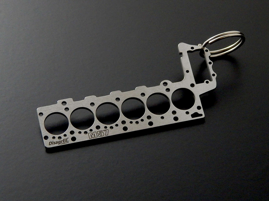Miniatur einer Kopfdichtung für BMW M57 - DisagrEE - keychain - Schlüsselanhänger