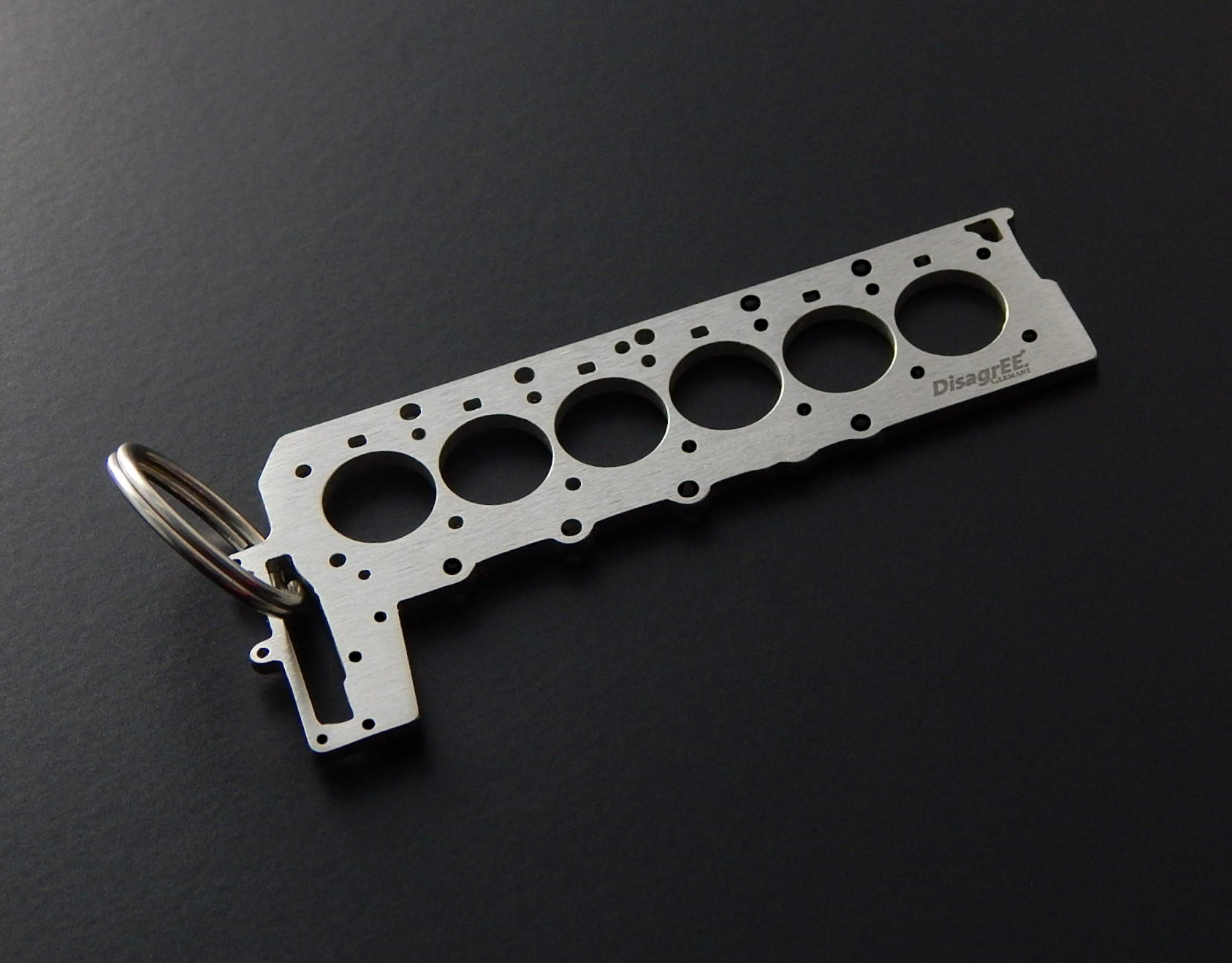 Miniature of a Head Gasket for BMW M57 Keychain Stainless Steel brushed –  DisagrEE