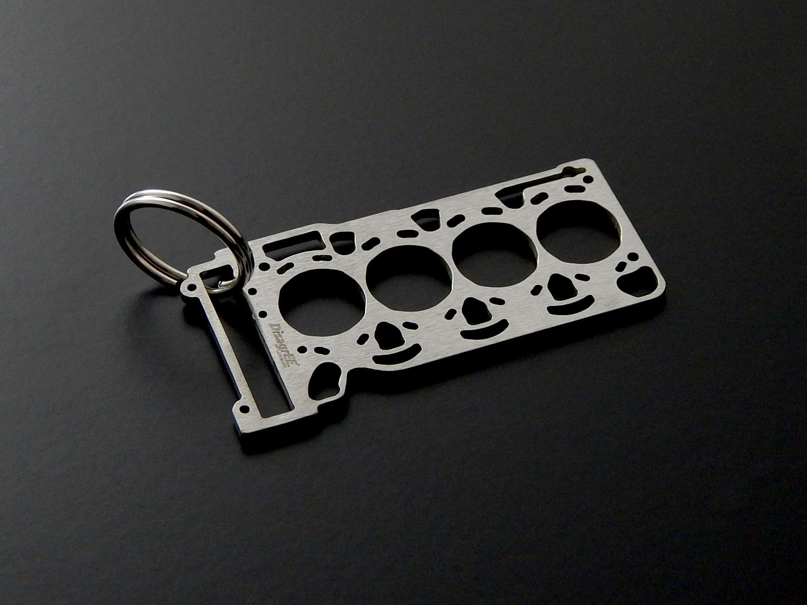 Miniature of a head gasket for BMW N42 brushed stainless steel key