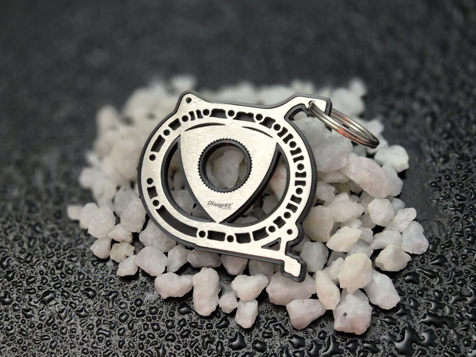 Rotary sectional model (13B) stainless steel keychain brushed